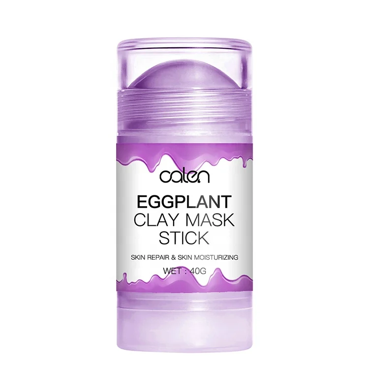 Private Label Custom Logo Facial Purple Clay Stick Cream Removal Blackhead Face Apply Eggplant Clay Mud Mask Eggplant Clay Stick