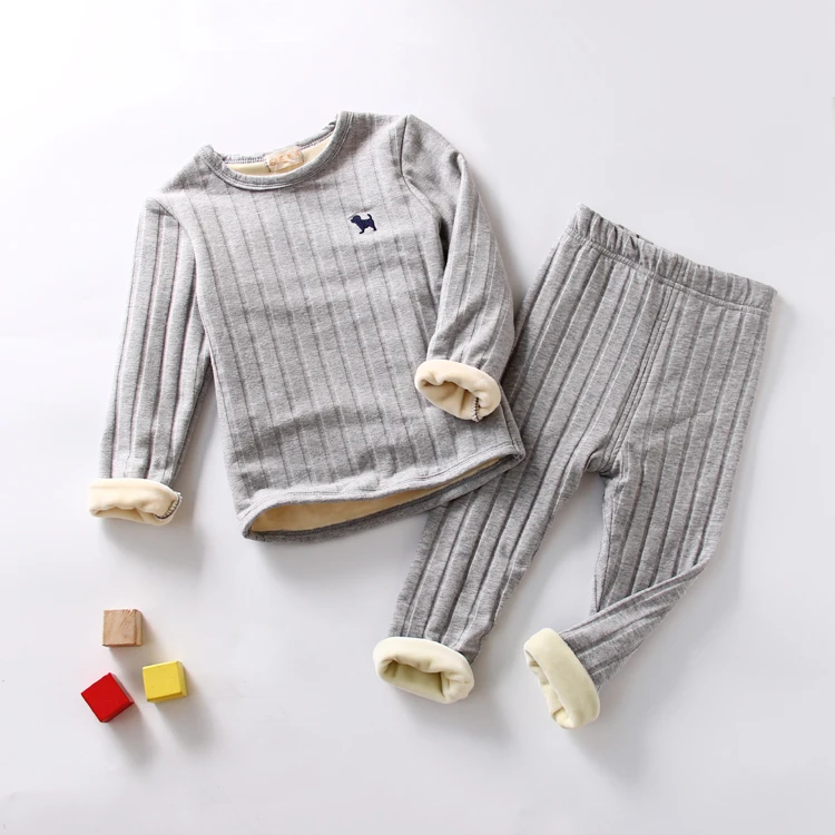 Детские комплекты одежды для мальчиков и девочек на весну, осень и зиму с бархатным комфортом и теплым нижним бельем для мальчиков