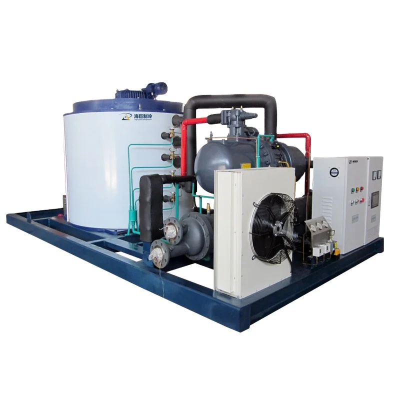 High Quality Flake Ice Maker Low Price Ice Cube Maker Wooden Case Ce Stainless Steel Danfoss UV Printing Tap Water English 380V