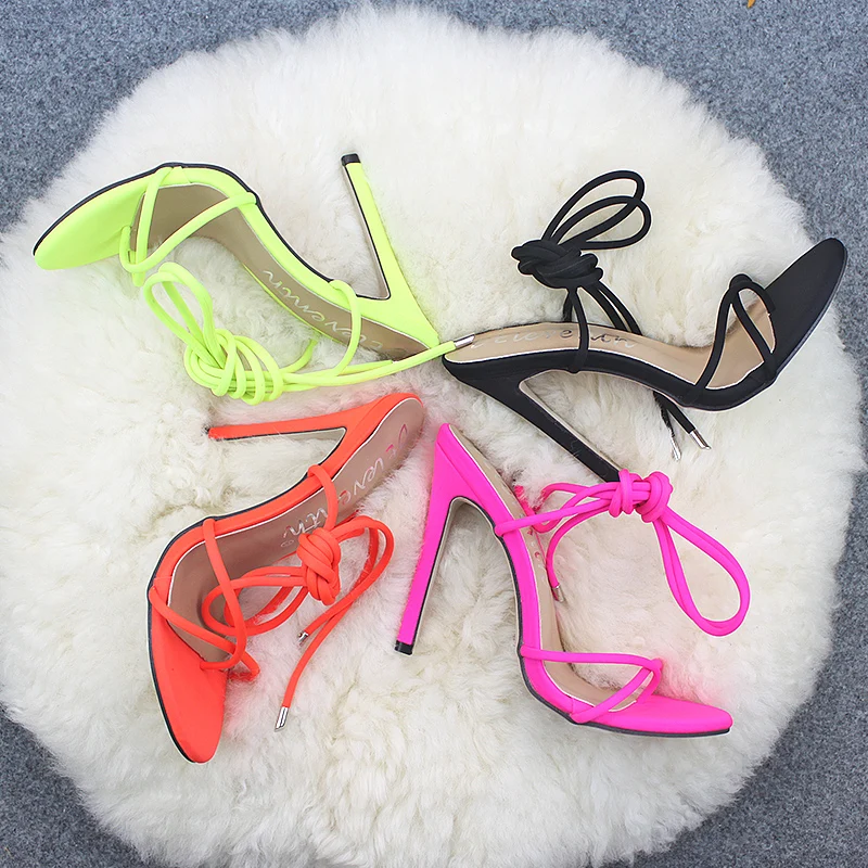 
Dropshipping INS Hot Lace up ladies shoes 2021 arrivals women sexy shoes high thin heels sandals for women and ladies 