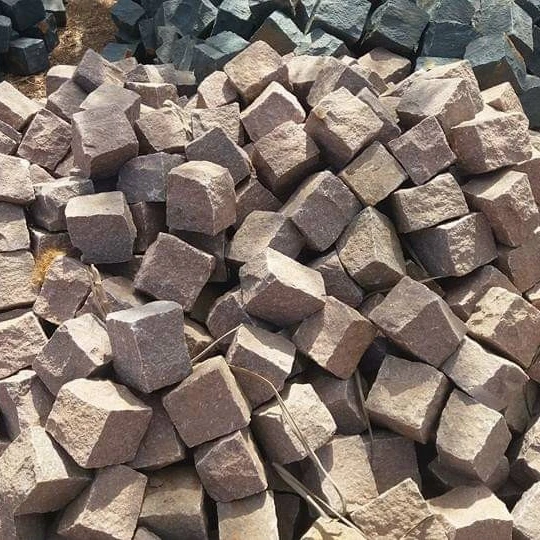 Grey Pink Yellow Granite Loose Lump Big Cube Stone For Wall Covering and Floor application