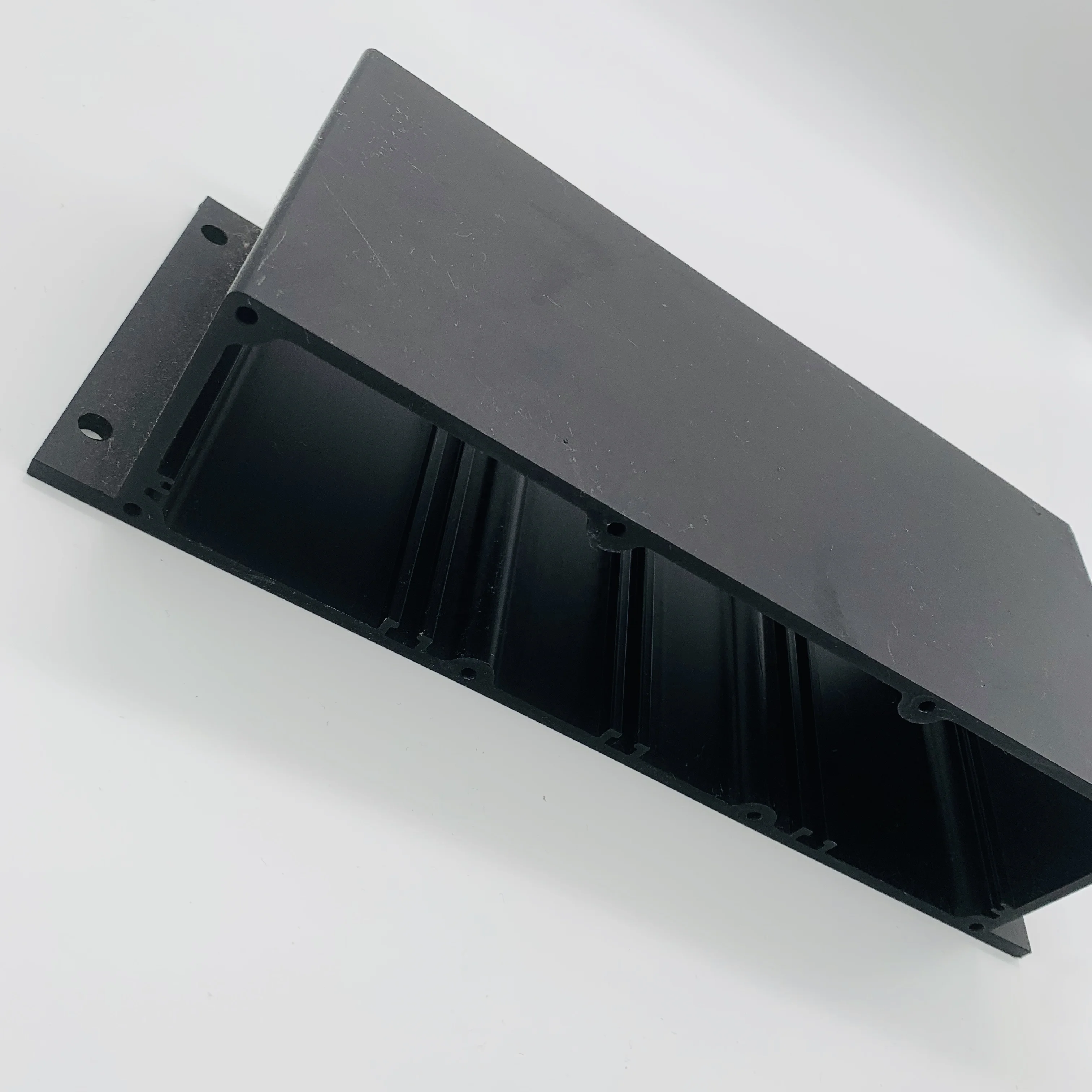 Custom Al6063 Anodised Black Big Section Aluminum Extrusion Profile with CNC machining for Electronic Enclosure Box