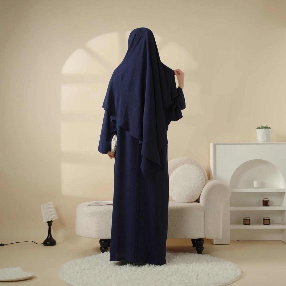 Jilbab for Muslim Women Hooded Abaya Kaftan Dress Hijab Loose Fit Arabic Islamic Prayer Robe New Crepe Set Khimar