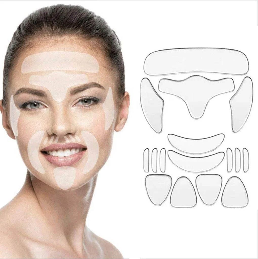 16pcs/set Silicone Wrinkle Patches for Face Wrinkle Removal Face Lifting Facial Care Eye Patches Cheek Chin Sticker Forehead