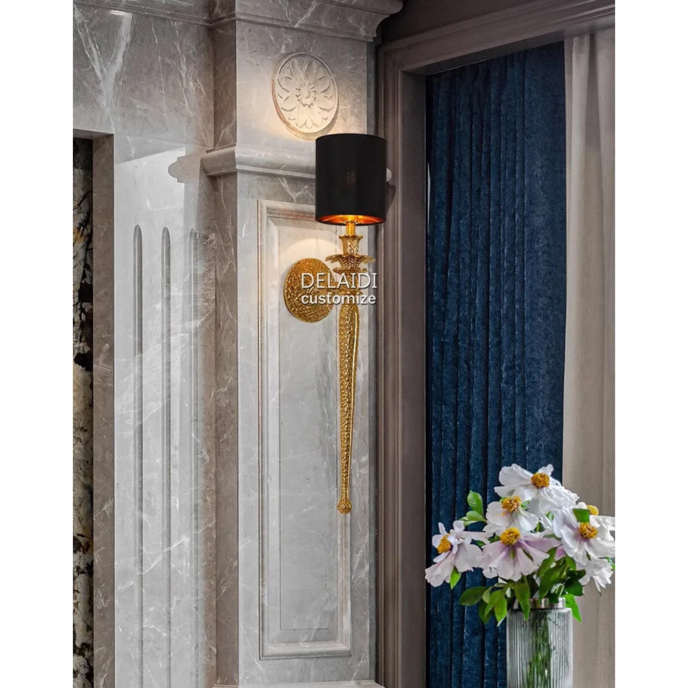 French wall light all copper luxury retro palace bedroom bed head living room TV background wall light corridor hallway antique