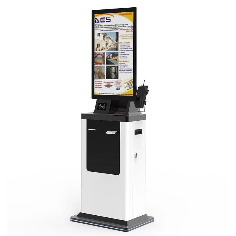 21.5 inch Customized RFID Hotel Self Check in Floor Standing Terminal Touch Screen Self Service Kiosk