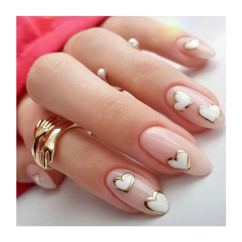 Ins Hot Selling Artificial Nail Art Silver Stripe Swirl Medium Painting 24pcs Private Label Logo Oem/Odm Abs Press On Nail