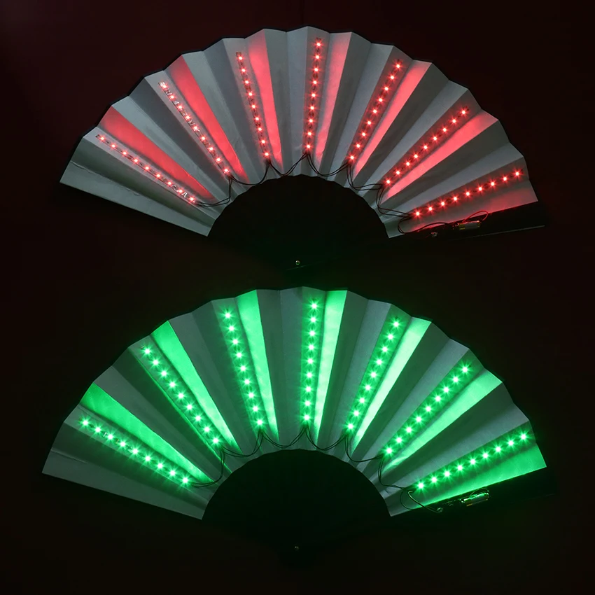 Luminous Folding Fan Dj Led Play Fan Colorful Hand Held Abanico Led Fans For Neon Lights Party Decoration Night Club Accessories