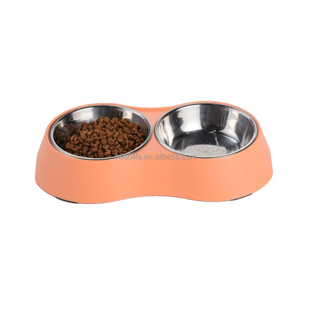Popular Orange Melamine Pet Bowls for Cats and Dogs Food Water Feeder Cat Bowl 2 in 1