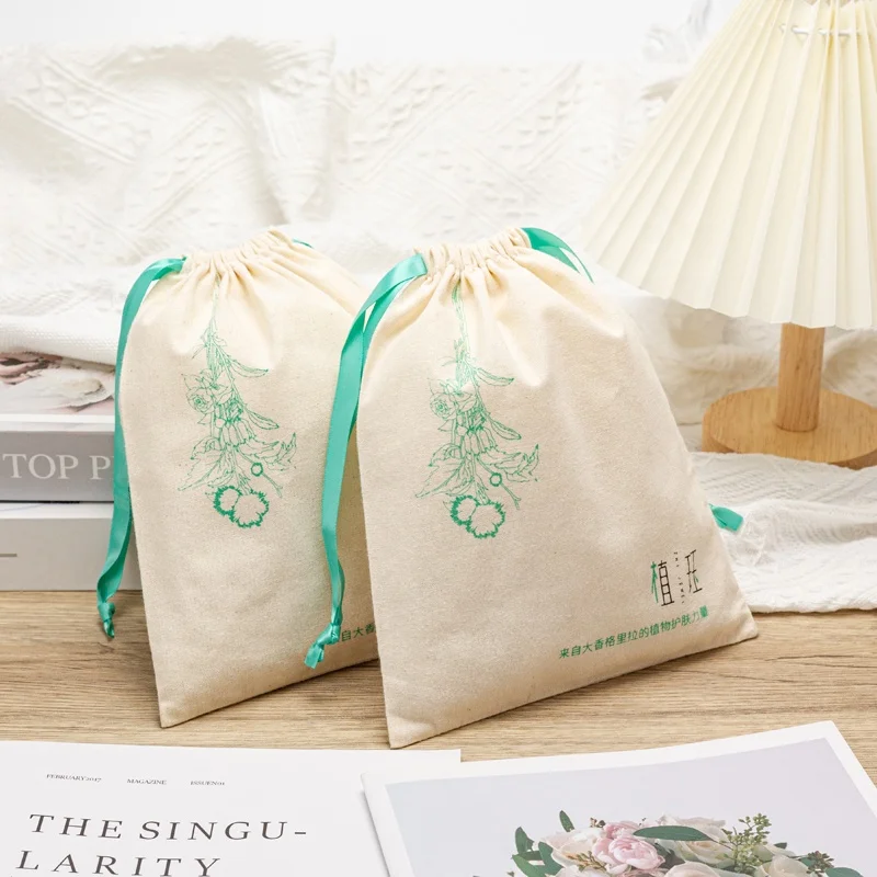 High Quality Recyclable 100% Cotton Bag With Customized Logo On The Label For Double Rope Dust Bag Garment Packaging
