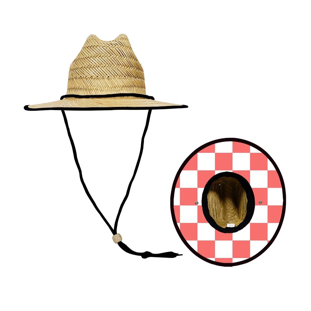 Ready to ship boys lifeguard hat tan color natural grass fishing kids hat summer for cool