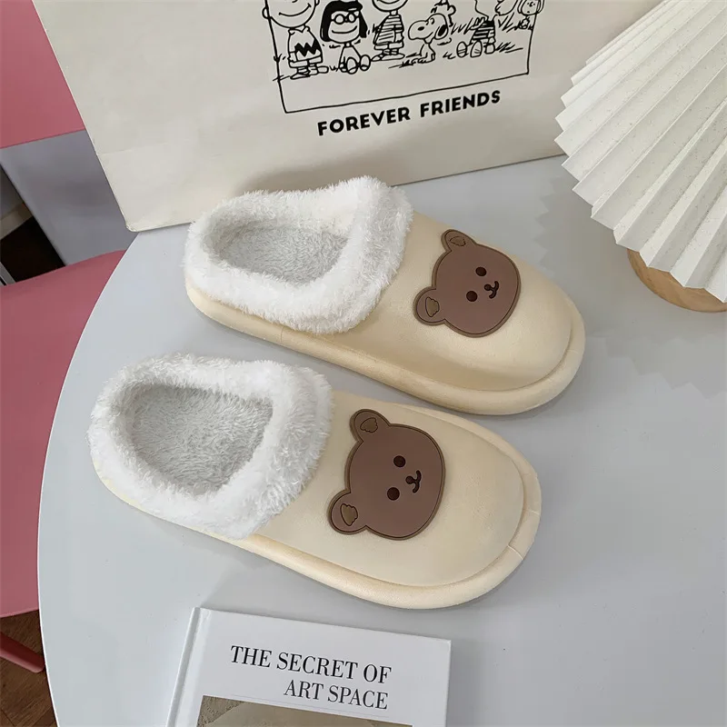 Wholesale of shoe factories, hot in winter, high-quality warm, waterproof, anti-skid plush, fluffy EVA home cotton slippers