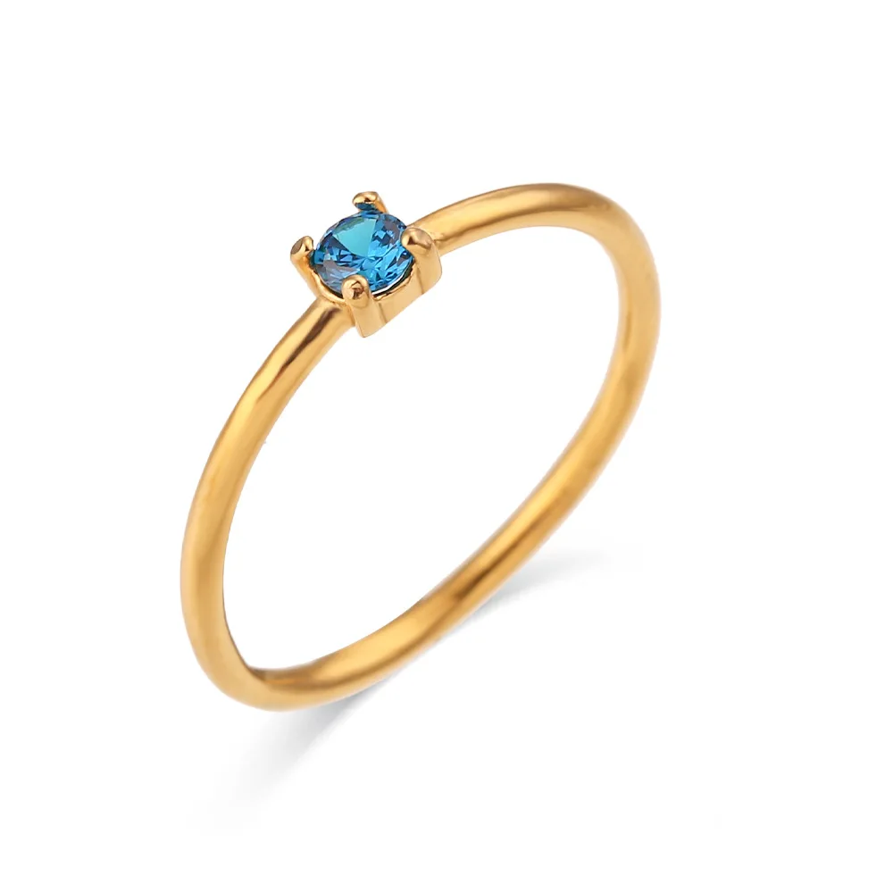 Unisex 18K Gold Trendy Bohemian Style Zircon Ring Stainless Steel Raw Stone Crystal Gemstone Stacked Rings Party CZ fashion