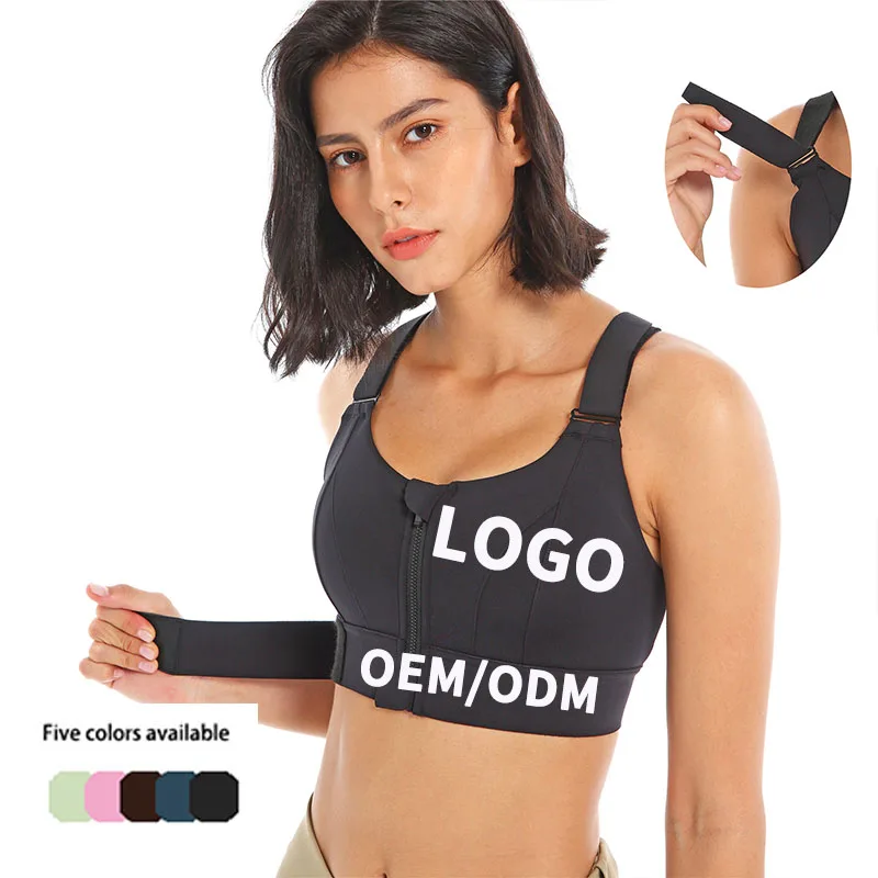 Women Push up  big plus size s-5xl sport bra with large zipper soft support  Front bra with Adjustable hook Shoulder