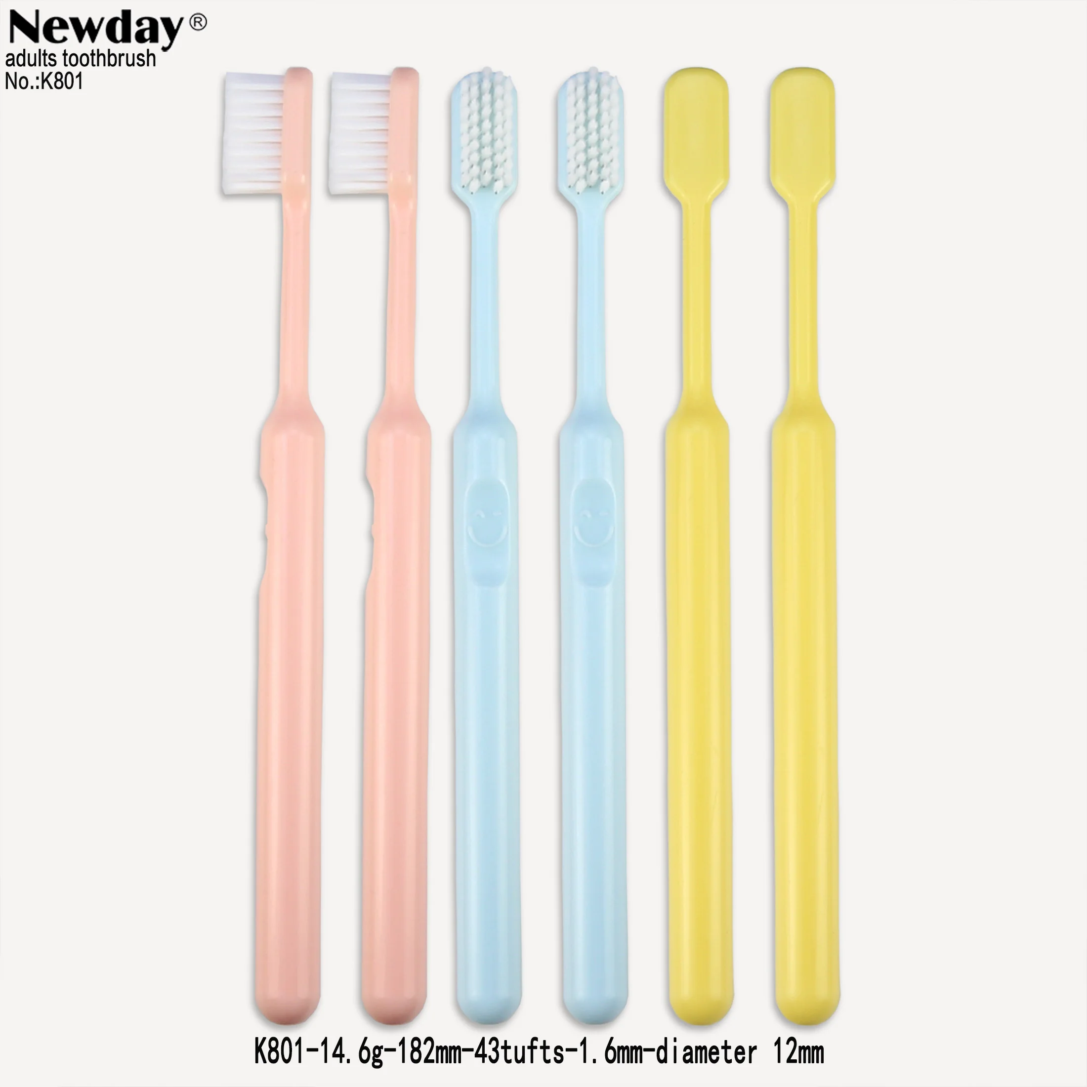Super Soft PBT tapered Bristles 0.12mm Diameter  Adult Toothbrush 3packs Package for Sensitive Gums People