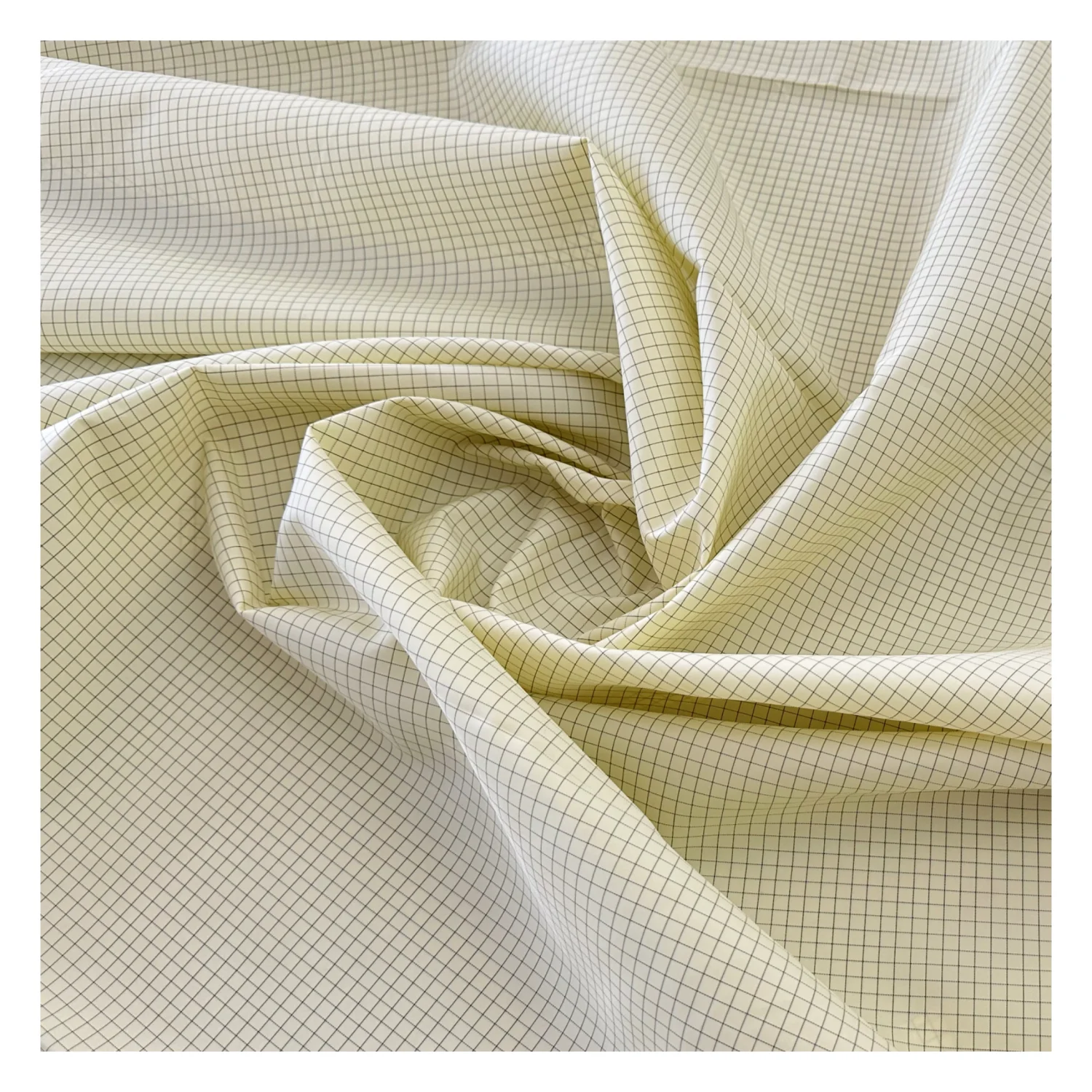 Dark Yellow Customized 5mm Plaid Polyester Conductive Twill Grid Cloth Anti-static ESD Cleanroom Workwear industrial Fabric