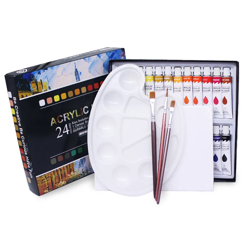 12 24-color acrylic paint hand-painted set wall painting DIY waterproof paint box wholesale