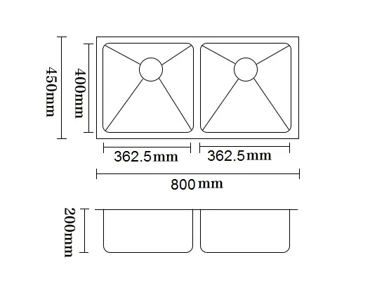 Современная кухонная раковина австралийского стандарта 304 небольшая двойная из нержавеющей стали
