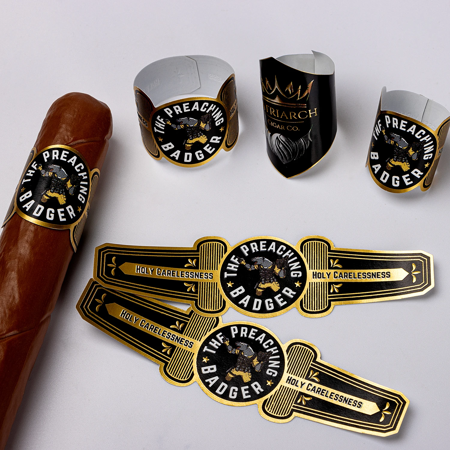 Luxury Design Paper Label Band Print Cigars Hot Stamp Gold Foil Cigar Label Band Cigarette Label Embossed Gold Stamping Sticker