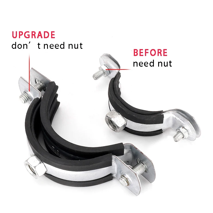Rubber Clamp Pipe Support Bracket Metal Pipe Strap Heavy Duty Mount Galvanized Pipe Bracket