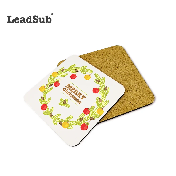 100 mm custom square blank sublimation wood Printed  Coaster Cork Coaster for drink