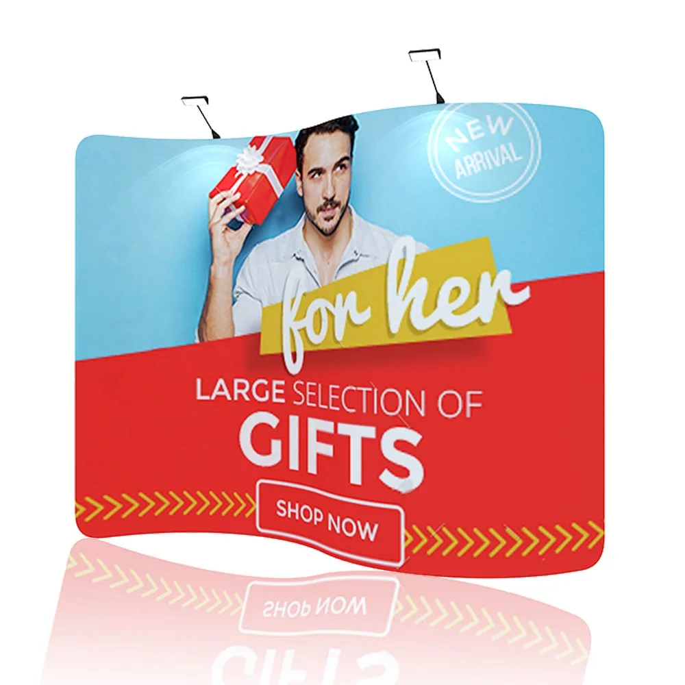 Portable backwall aluminum frame tradeshow booth fabric display rack sublimation printing photobooth backdrops