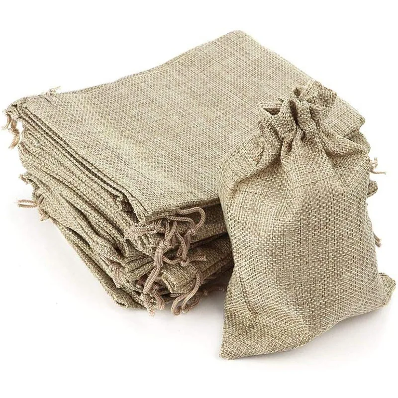 OEM Waterproof jute Bag Reusable Grocery Shopping Bags burlap bags drawstring