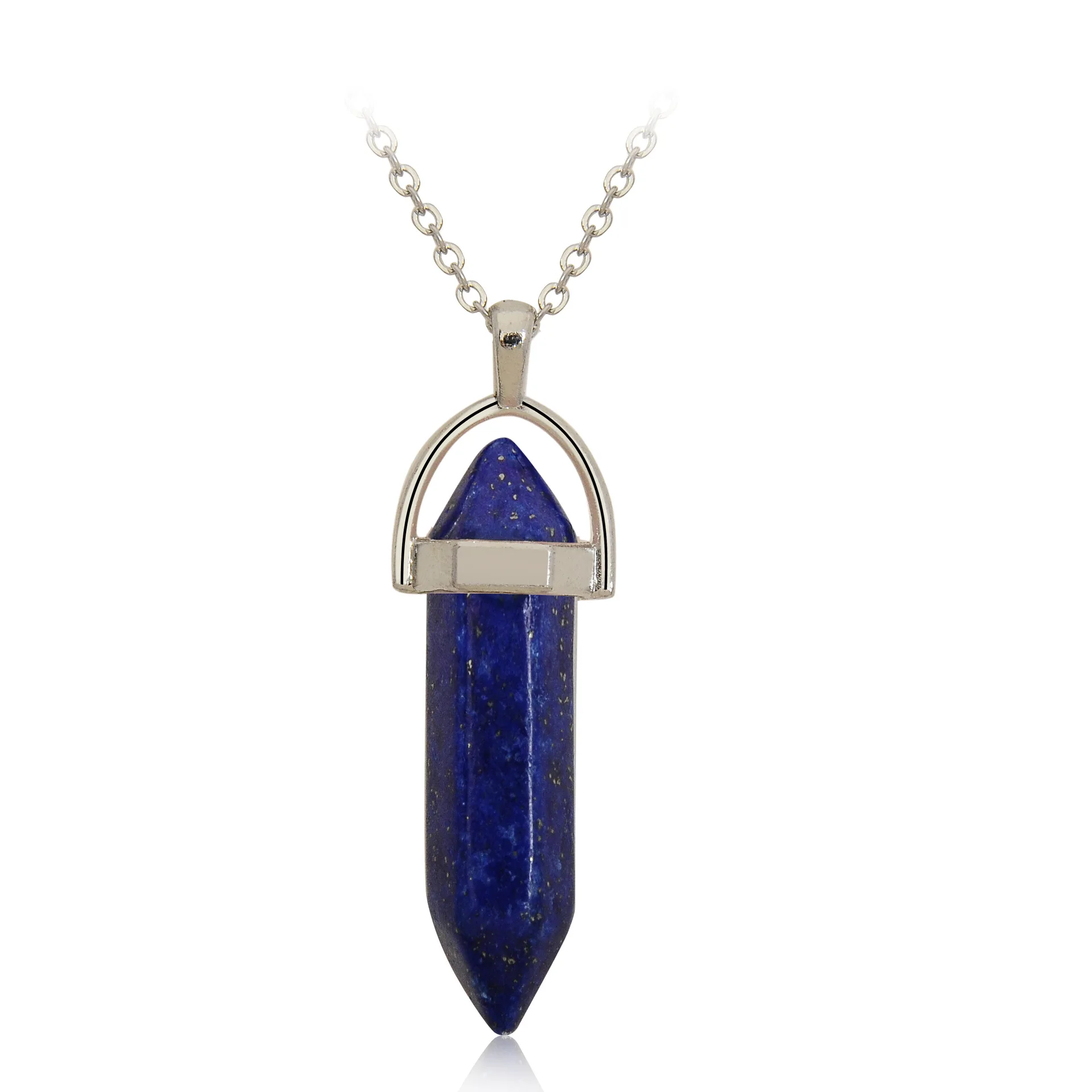 Natural Stone Bullet Shape Healing Point Pendant Necklaces Turquoise Crystal Stone Quartz Pendant Necklace Women Jewelry