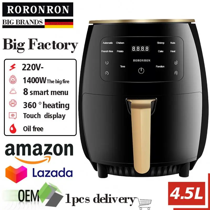 1400W 6l high-capacity Multi Functional Air Fryer pot German dual digital Power smart air fryers