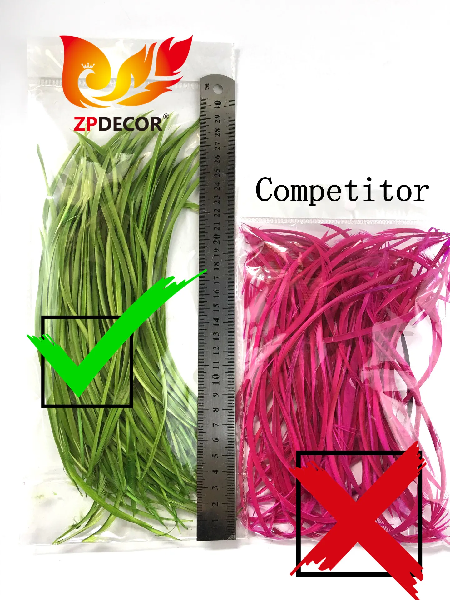 Factory Wholesale from ZPDECOR Cheap Stock Dyed Olive Green Stripped Goose Biot Feathers for Carnival Themed Decorations