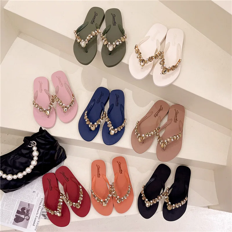 Wedding Glittering Diamond Flip Flop Eva Women Outdoor Soft Beach For Slippers Ladies Slipper