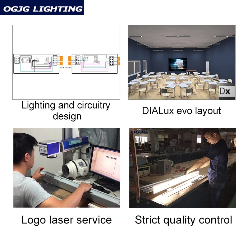 OGJG 80W 120W 240W workshop lounge hanging dimming led 8ft light fixture 8 foot linear high bay