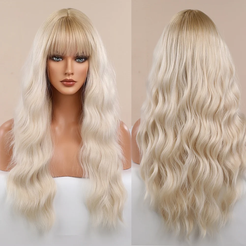 2024  long wave futura  synthetic wig with  bangs  purple  cosplay synthetic Wigs