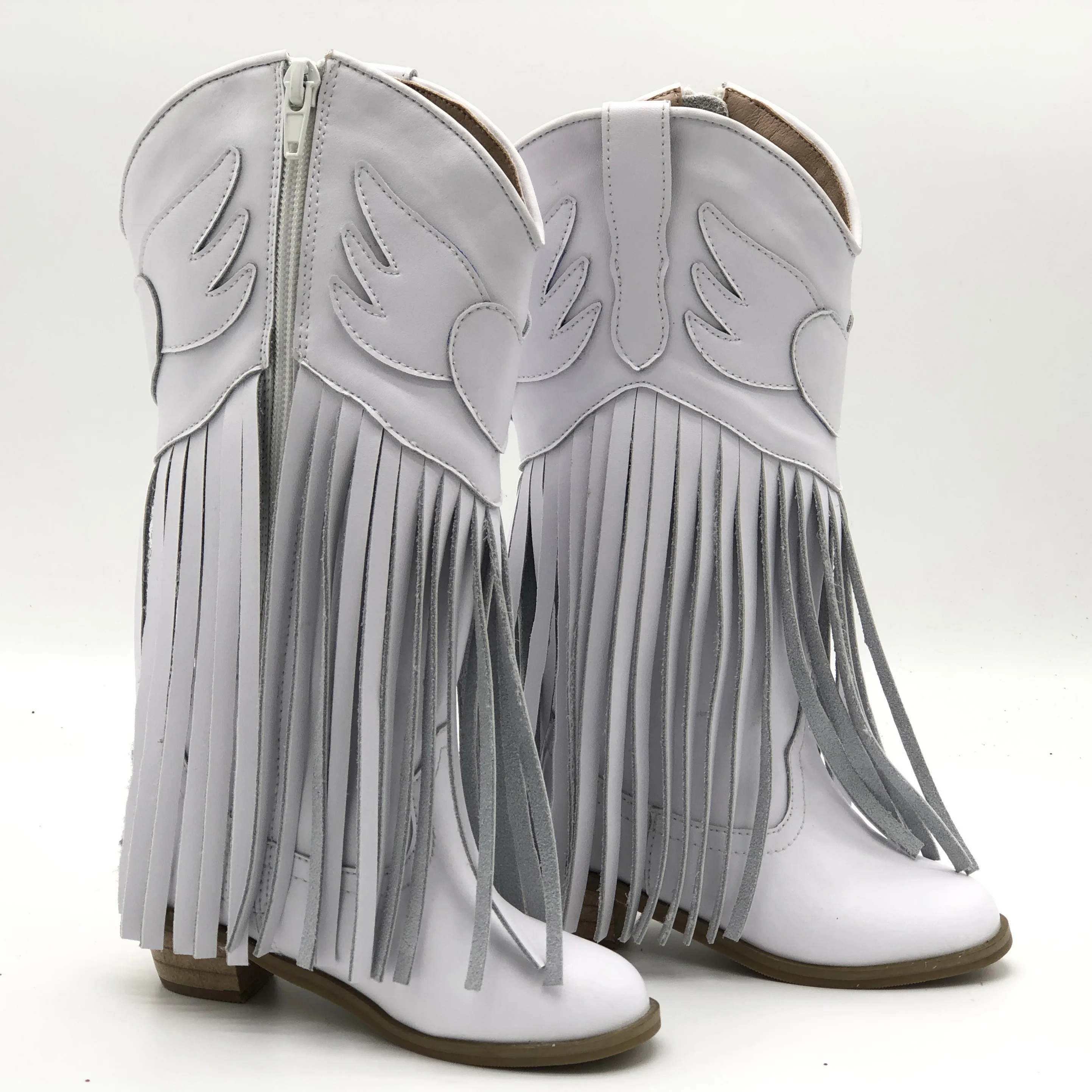 wholesale western over the knee high fur booties leather children baby boys girls cowboy snow combat kids boots