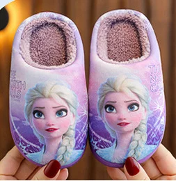 Marvel Человек-паук» с рисунком из аниме «Принцесса Эльза» детские тапочки из материала на основе хлопка; Сезон осень-зима; Теплые принцессы из мультфильма “Холодное сердце” для мальчиков и девочек; Домашняя обувь из материала на основе хлопка