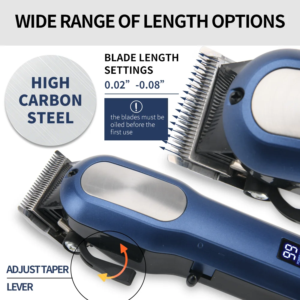 PRITECH LED Display Rechargeable Cordless Professional Hair Trimmer Clipper