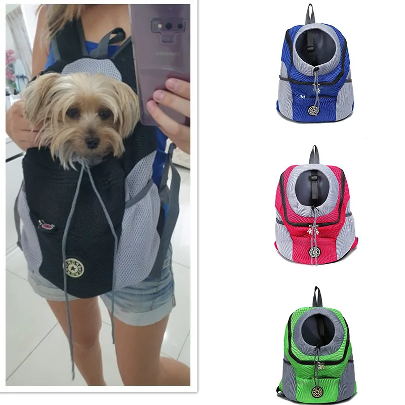 Mesh Pet Dog Carrier Bag Out Double Shoulder Portable Travel Backpack Outdoor Dogs Backpack Pet Dog Front Bag Backpack