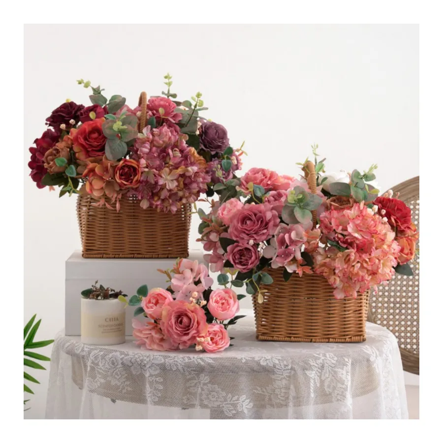 Artificial Flowers Home Decorative Wedding Centerpiece Silk Hydrangea Tulip Lily Orchid Real Touch Rose Peony Artificial Flowers