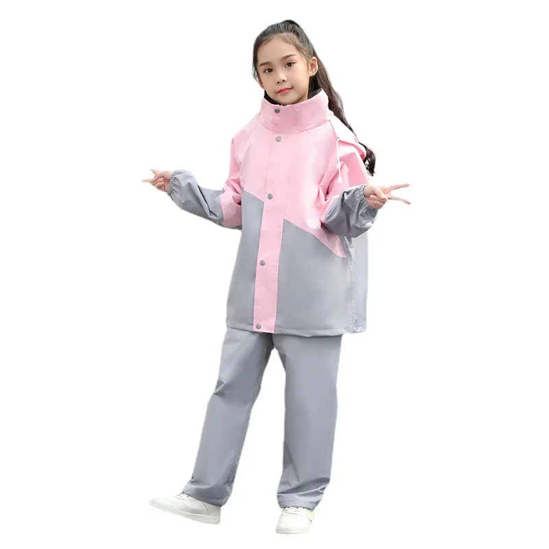 Streetwear athletic kids pu raincoat long reflective rain jacket and pants men 100% waterproof reflective rain coat for women (1600850450198)