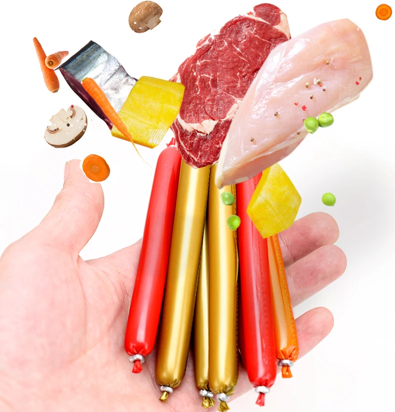 Factory Wholesale dog pet food ham sausage pet snacks natural pet treats sausage for dog cat ready to eat sausage