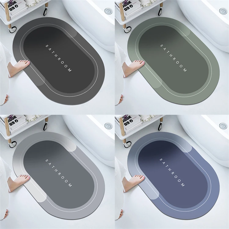 Bathroom Water Absorbent Rubber Door Mats Diatom Mud Floor Mat Kitchen Anti Slip Diatomite Bath Mat