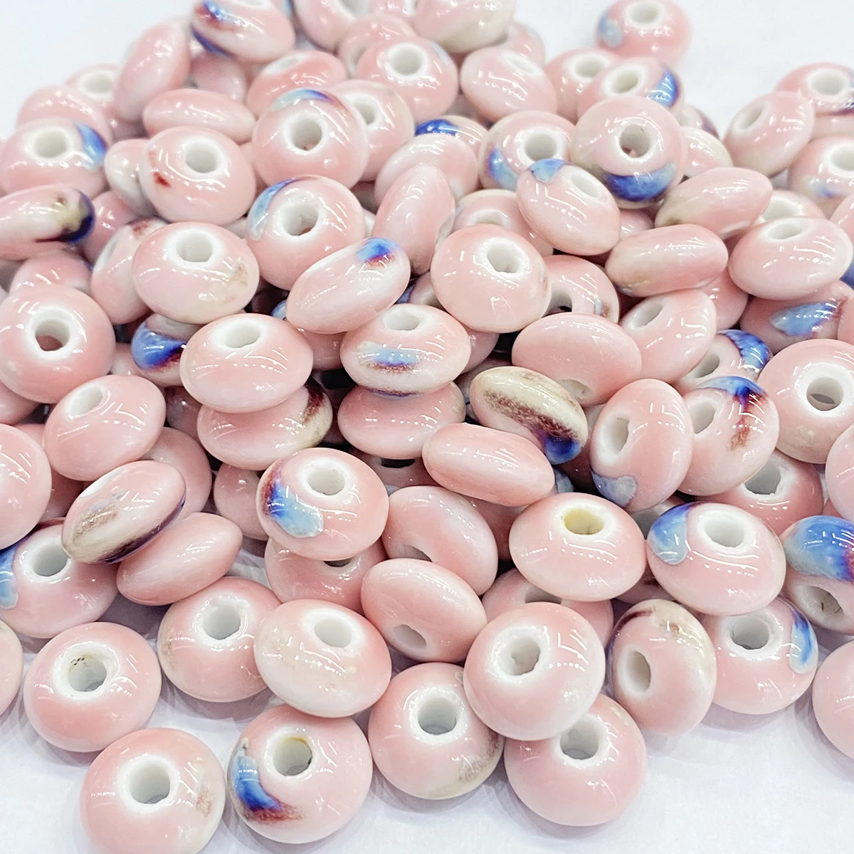 Wholesale 12mm Flat Round Shape Pattern Colorful Fancy Porcelain Beads Ceramic Beads For Jewelry Making Supplier