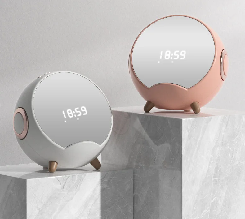 RICOO HIFI Беспроводное зарядное устройство зеркальный будильник динамик с радио светодиодное зеркало беспроводной сабвуфер музыкальный плеер