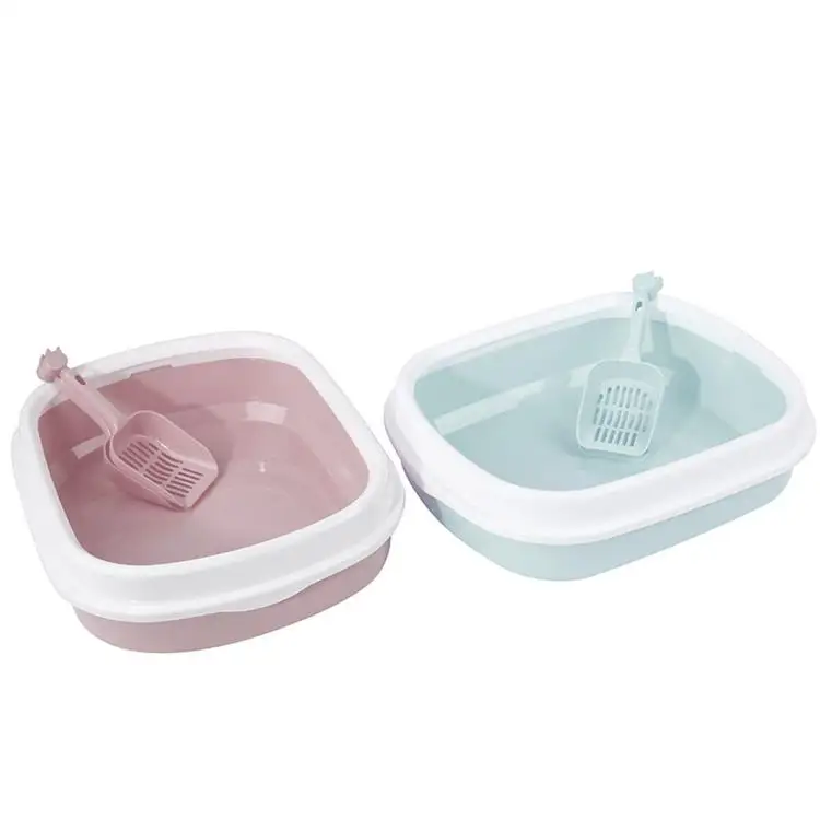 Factory wholesale plastic indoor free sifting training super strong big cat litter with pet scoop shovel sand box cat toilet