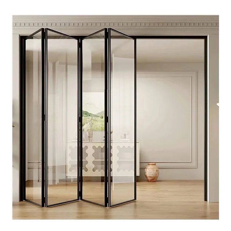 Soundproof design folding door glass folding kitchen bathroom sliding folding door interior partition