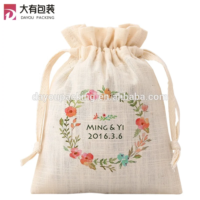 Promotional Custom Eco Friendly Reusable New Pouch Small Gift Bags Canvas Cotton Drawstring Bag With Logo