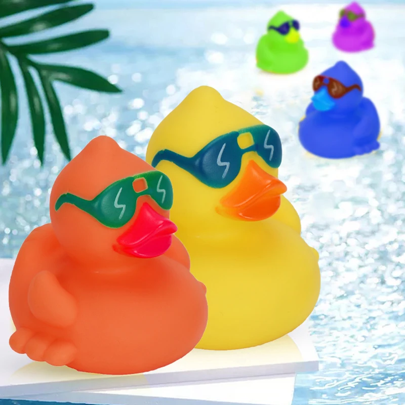 Factory Wholesale Custom Logo Design Promotional Yellow Rubber Ducks Vinyl PVC Plastic Sunglasses Rubber Duck Toys For Baby