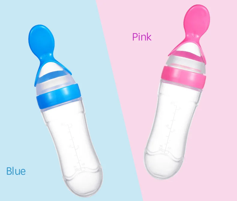 Silicone Baby Food Dispensing Spoon Baby Food Feeder Squeeze Feeding Spoons, Silicone Baby Feeding Supplies