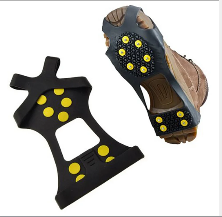 Black Anti-Slip Winter Boot Shoes Spiked Snow Ice Grippers without Replaceable Spikes Safety Shoes Gripper Straps for Boots