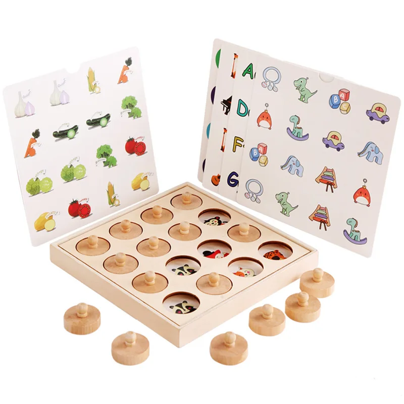 Wooden Memory Matching Game for Kids Age 3 4 5 Years Old Family Board Games Educational Toy for Boys & Girls